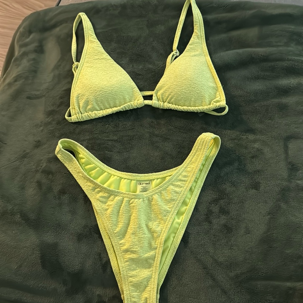 Damsel swimwear, small, lime green in color